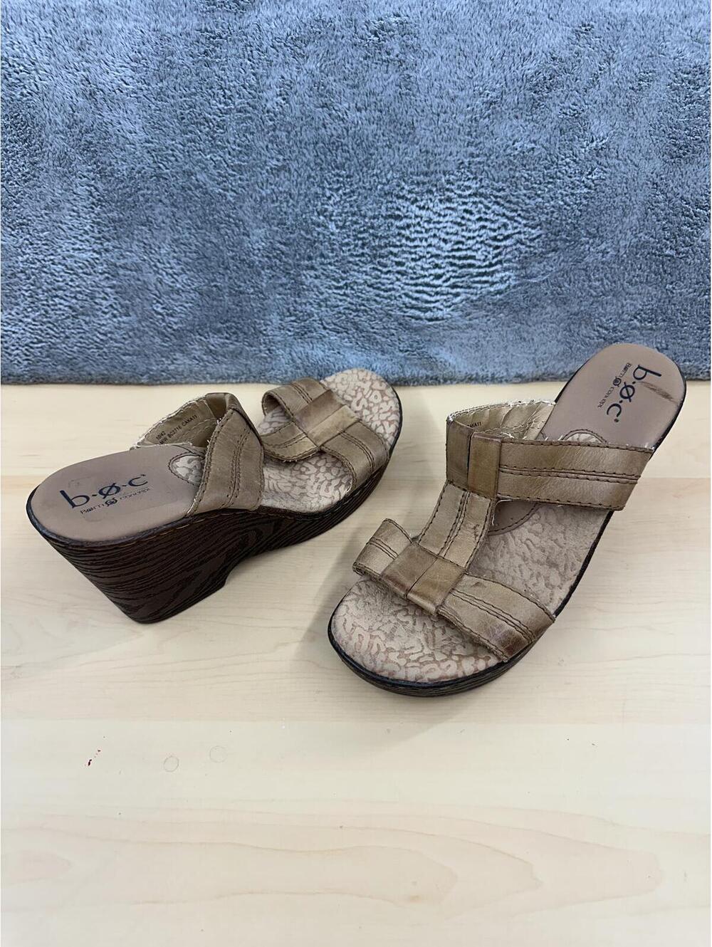 B.O.C. Born Concept Tan Wedge Sandals Casual Boho Summer Shoes